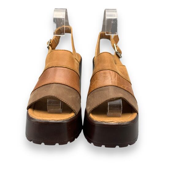 ROC Misty Slingback Sandal Size EU 40 US 8.5-9 Brown Leather Chunky Open Toe Y2K - Picture 4 of 14